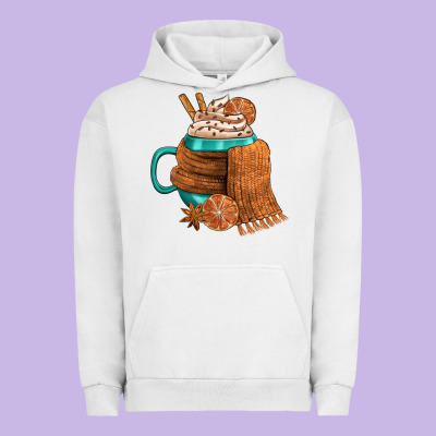 Winter Coffee Cup With Scarf Urban Hoodie Designed By Fadigitalartstudio