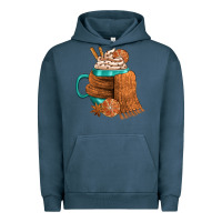 Pigment Midnight Navy Winter Coffee Cup With Scarf Urban Hoodie - FaDigitalArtStudio