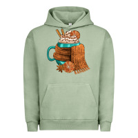 Pigment Oil Green Winter Coffee Cup With Scarf Urban Hoodie - FaDigitalArtStudio