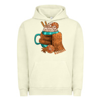 Pigment Pistachio Winter Coffee Cup With Scarf Urban Hoodie - FaDigitalArtStudio