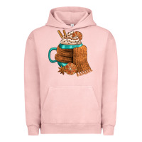 Pigment Salmon Winter Coffee Cup With Scarf Urban Hoodie - FaDigitalArtStudio
