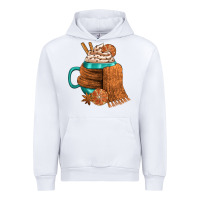 White Winter Coffee Cup With Scarf Urban Hoodie - FaDigitalArtStudio
