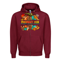 Burgundy pharmacy tech pumpkin Zipper Hoodie - NancyCooperArtShop