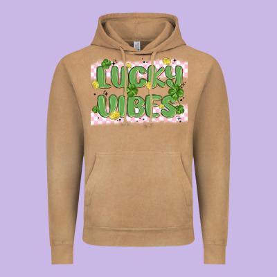 Lucky Vibes Vintage Hoodie Designed By Maliassmallbusiness