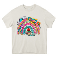 Cream school rainbow Heavy Core Tee - AdoDesignShop