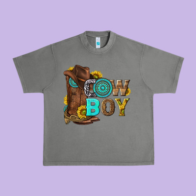 Western Cowboy Urban Heavy Tee Designed By Nancycooperartshop