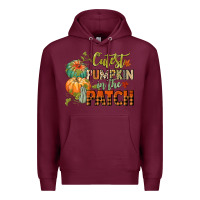Burgundy cutest pumpkin in the patch Premium Hoodie - CowGirlArtShop