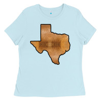 Baby Blue Texas Map Western Horsehide Pattern Ladies Tee - Bettercallsaul
