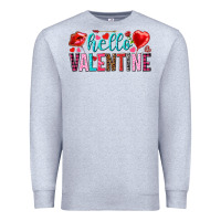 Heather Grey Hello Valentine Premium Sweatshirt - HowdyJamesFarm