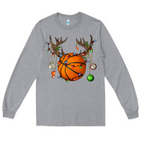 Heather Grey Basketball Horn Christmas Long Sleeve Tee - BundleAndBundleShop