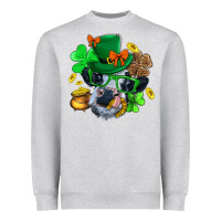 Heather Grey St. Patrick Cow Clover Heavyweight Sweatshirt - BundleAndBundleShop