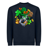Navy St. Patrick Cow Clover Heavyweight Sweatshirt - BundleAndBundleShop