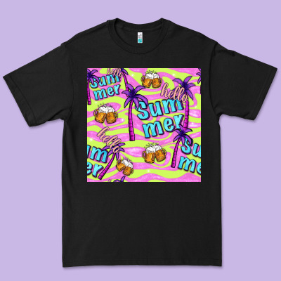 Hello Summer And Beer Seamless Pattern Premium Tee Designed By Bundleandbundleshop