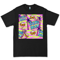 Black hello summer and beer seamless pattern Premium Tee - BundleAndBundleShop