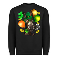 Black St. Patricks Clovers With Donkey Heavyweight Sweatshirt - BundleAndBundleShop