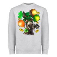 Heather Grey St. Patricks Clovers With Donkey Heavyweight Sweatshirt - BundleAndBundleShop