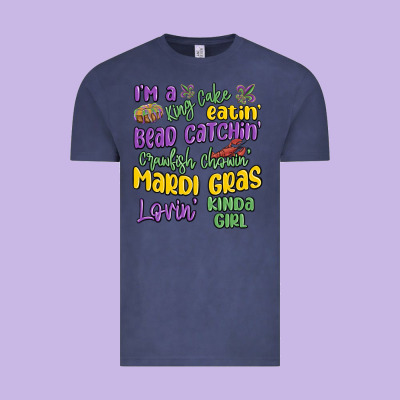 I'm A King Cake Eatin' Mardi Gras Lovin' Kinda Gir Vintage Tee Designed By Maliassmallbusiness