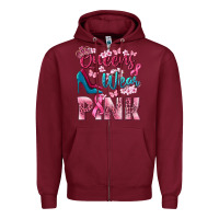 Burgundy Queens wear pink Breast Cancer Zipper Hoodie - NancyCooperArtShop