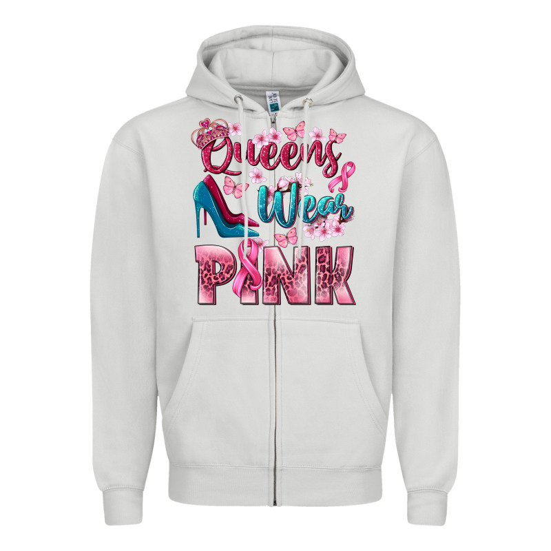 Queens Wear Pink Breast Cancer Zipper Hoodie by NancyCooperArtShop | Teevron