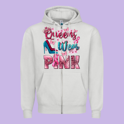Queens Wear Pink Breast Cancer Zipper Hoodie Designed By Nancycooperartshop