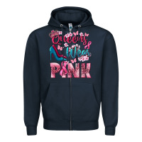 Navy Queens wear pink Breast Cancer Zipper Hoodie - NancyCooperArtShop