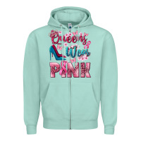 Seafoam Queens wear pink Breast Cancer Zipper Hoodie - NancyCooperArtShop