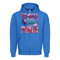 True Royal Queens wear pink Breast Cancer Zipper Hoodie - NancyCooperArtShop