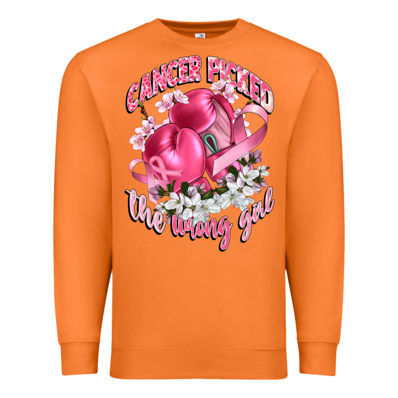 Cancer Picked The Wrong Girl Premium Sweatshirt by CowGirlArtShop | Teevron