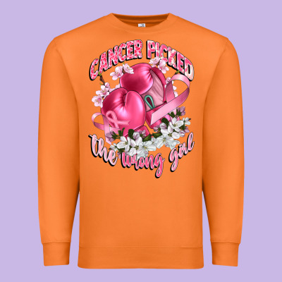 Cancer Picked The Wrong Girl Premium Sweatshirt Designed By Cowgirlartshop