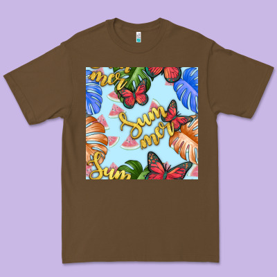 Summer And Leaf Seamless Pattern Premium Tee Designed By Bundleandbundleshop
