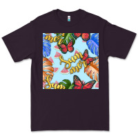 Plum summer and leaf seamless pattern Premium Tee - BundleAndBundleShop