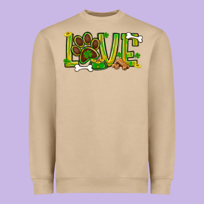 St. Patrick's Day Love Dog Paw Heavyweight Sweatshirt Designed By Bundleandbundleshop
