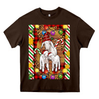 Chocolate Brown Christmas goat family Heavy Core Tee - Artiststas
