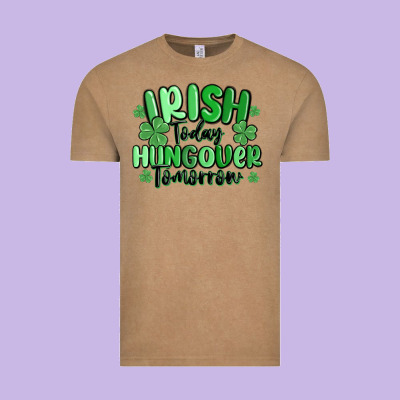 Irish Today Hungover Tomorrow Vintage Tee Designed By Maliassmallbusiness
