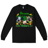 Black Happy Saint Patrick'S Day With Clover Long Sleeve Tee - BundleAndBundleShop