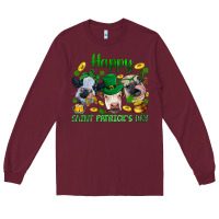 Burgundy Happy Saint Patrick'S Day With Clover Long Sleeve Tee - BundleAndBundleShop