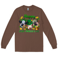 Chestnut Happy Saint Patrick'S Day With Clover Long Sleeve Tee - BundleAndBundleShop