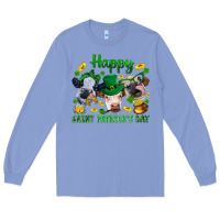 Colony Blue Happy Saint Patrick'S Day With Clover Long Sleeve Tee - BundleAndBundleShop