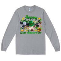 Heather Grey Happy Saint Patrick'S Day With Clover Long Sleeve Tee - BundleAndBundleShop