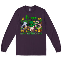 Plum Happy Saint Patrick'S Day With Clover Long Sleeve Tee - BundleAndBundleShop