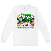White Happy Saint Patrick'S Day With Clover Long Sleeve Tee - BundleAndBundleShop