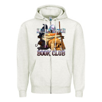 Oatmeal Heather Salem Witch Book Club Zipper Hoodie - texasbilliewilder