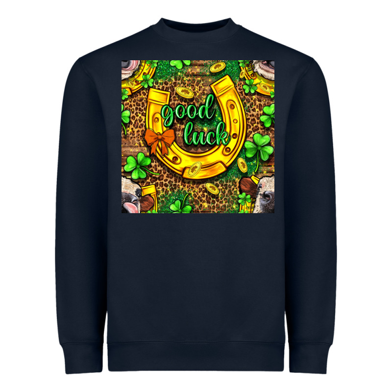 St. Patricks Good Luck With Cow Digital Paper Heavyweight Sweatshirt by BundleAndBundleShop | Teevron
