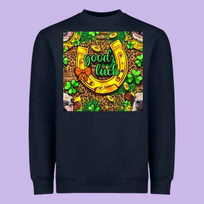 St. Patricks Good Luck With Cow Digital Paper Heavyweight Sweatshirt Designed By Bundleandbundleshop