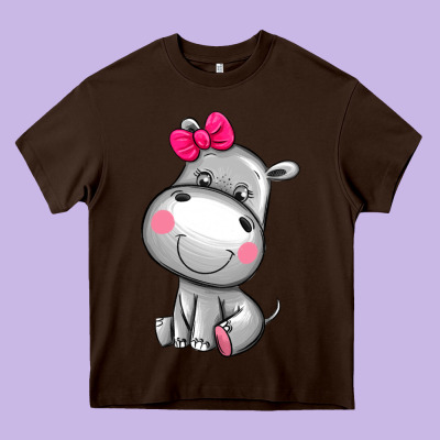 Cute Hippopotamus Heavy Core Tee Designed By Adodesignshop