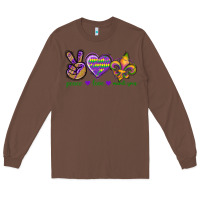 Chestnut Peace Love Mardi Gras Long Sleeve Tee - BundleAndBundleShop