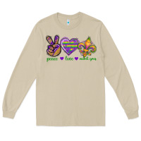 Mushroom Peace Love Mardi Gras Long Sleeve Tee - BundleAndBundleShop