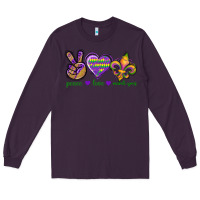 Plum Peace Love Mardi Gras Long Sleeve Tee - BundleAndBundleShop