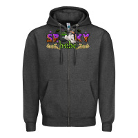 Charcoal Heather spooky babe halloween Zipper Hoodie - NancyCooperArtShop
