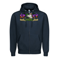 Navy spooky babe halloween Zipper Hoodie - NancyCooperArtShop